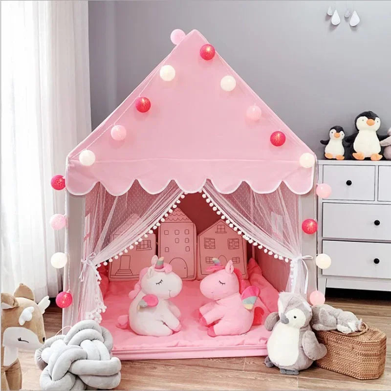 Portable Children's Tent Folding Kids Tents Tipi Baby Play House Large Girls Pink Princess Castle Child Room Decor Play Tent Toy