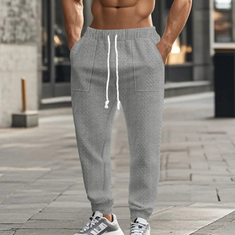Men's Solid Color Sweatpants American Style Casual Pants Autumn Winter Home Wear Elastic Belt Soft and Comfortable Jogging Pants