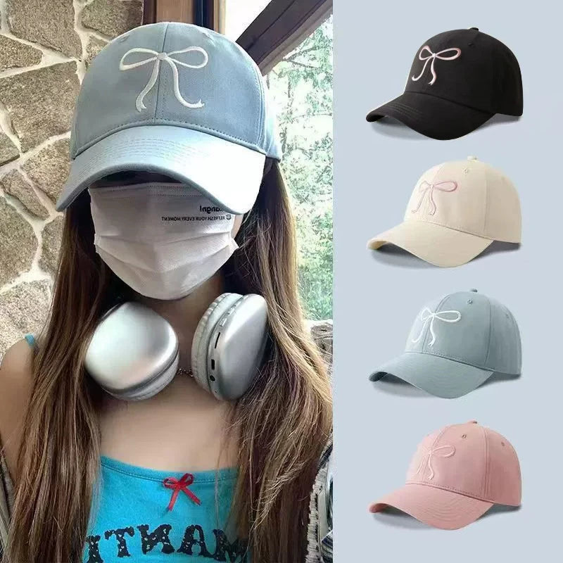 Sweet Bowknot Baseball Cotton Adjustable Snapback Hat Spring Autumn Embroidery Women's Cap Outdoor Casual Sun Hat Visors Hat