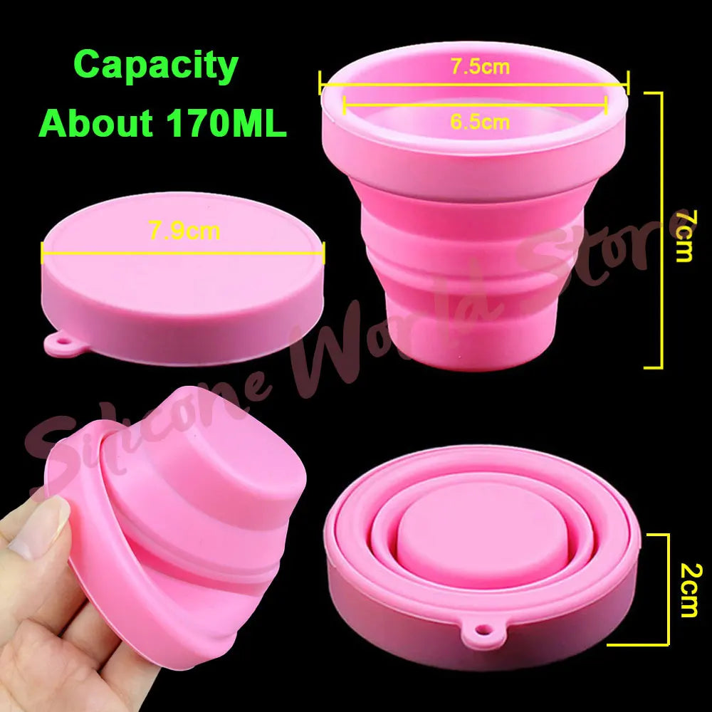 Silicone World Portable Silicone Folding Cup Mouthwash Cups Travel Outdoor Anti Drop Telescopic Cup Coffee Handcup Water Cup