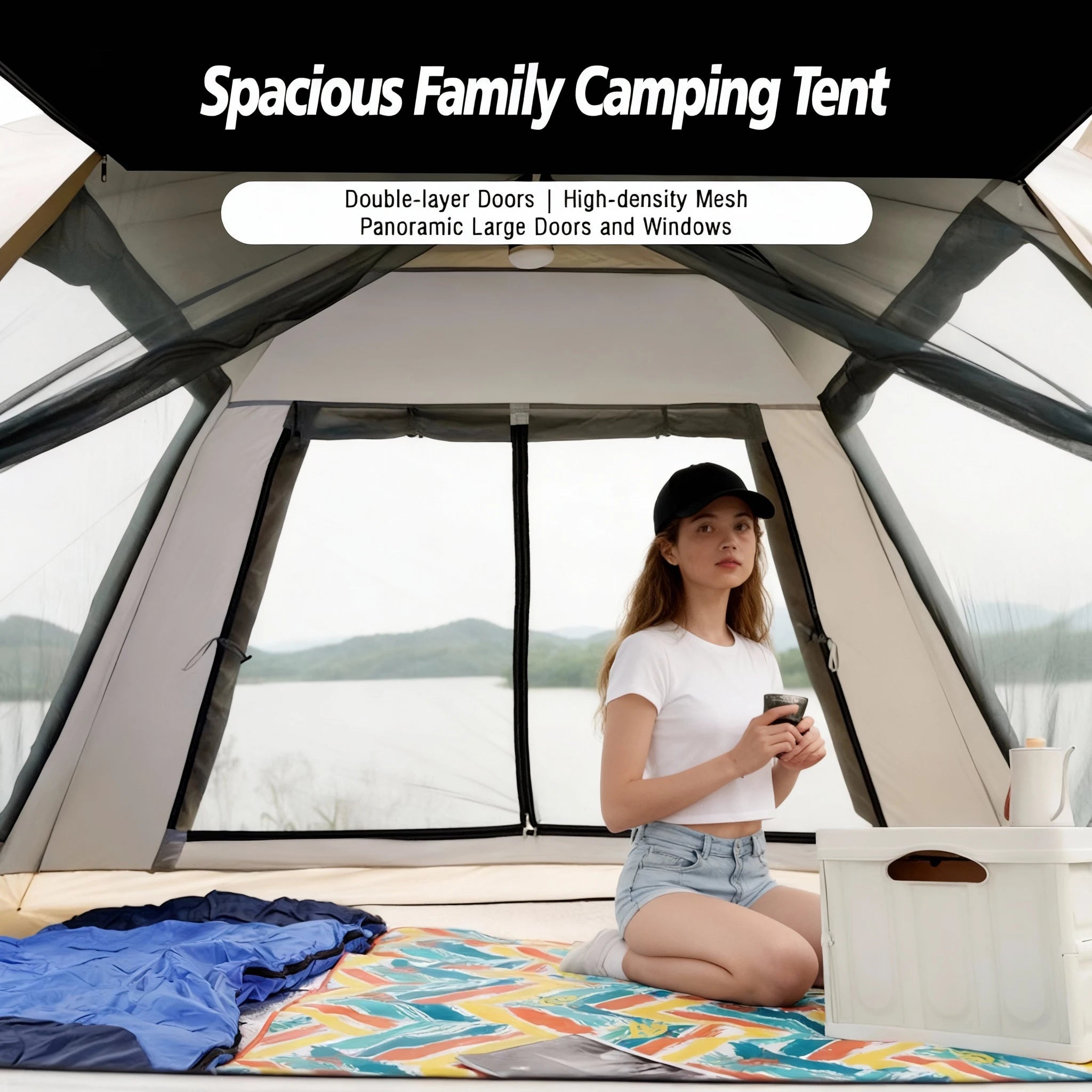 Right-Angle Four-Sided Tent, Fully Automatic Quick-Opening Sun Protection And Waterproof, Used For Camping In Beaches And Parks.