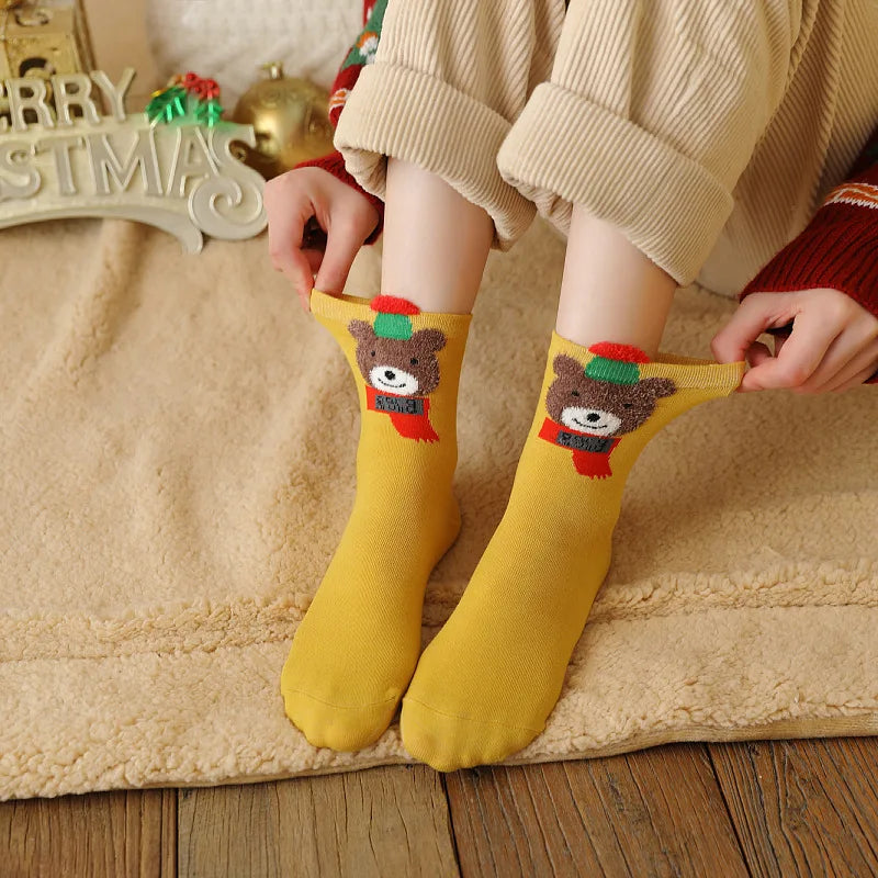 New Year Cartoon Christmas Socks Funny Elk Snowman Santa Claus Candy Bar Socks Woman Socks Socks Kids Christmas Gift Socks