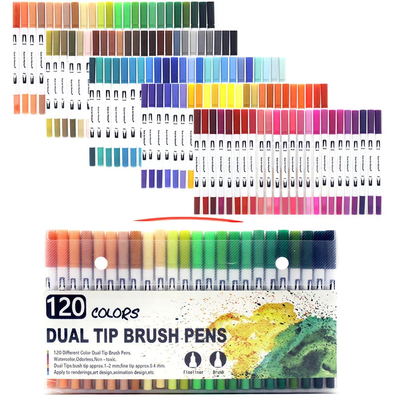 12/24/36 120 Colors Double Ends Manga Art Brush Pen Set Pencil Watercolor Art Markers Fineliner Calligraphy Pens Art Supplies