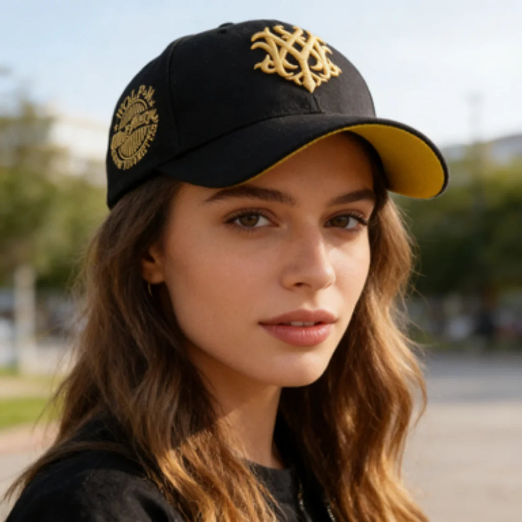 Vintage Gothic Embroidered "NY" Baseball Cap – Adjustable Cotton Snapback Hat for Men Women, Casual Outdoor Sun Hat
