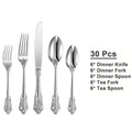 24/30pcs Vintage Cutlery Set Luxury Stainless Steel Flatware Set Forks Knive Spoons Tableware Set Kitchen Utensils