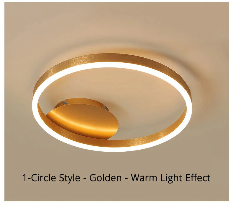 Household Gold Led Chandeliers 3 Circle Bedroom Metal Living Dining Room Lighting Chandelier Brown Glossy Lamp Home Indoor Lamps