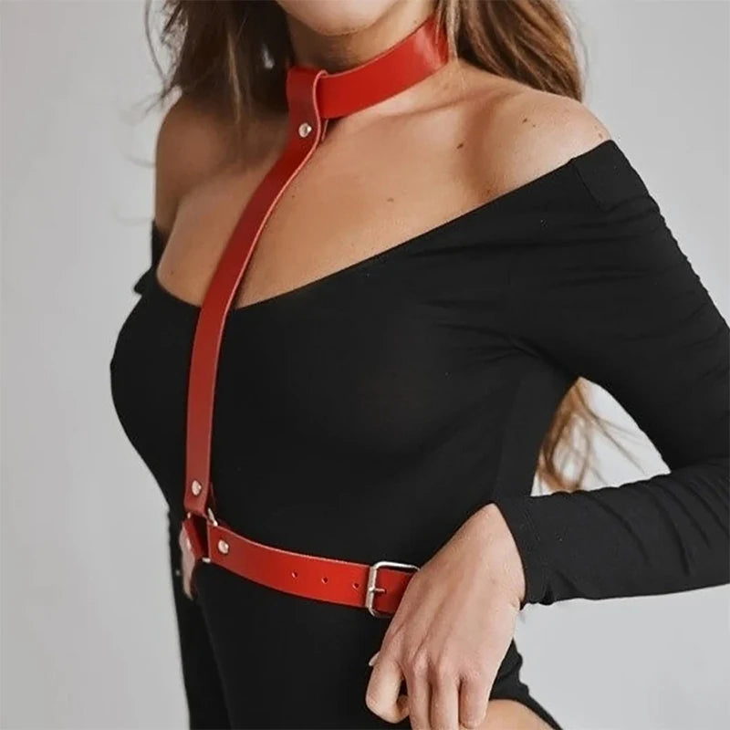 Leather Hot Garter Belt Lingerie Women's Sexy Strap-on Underwear Adjustable Bra Gothic Harness Erotic Costume Female Porn Sets