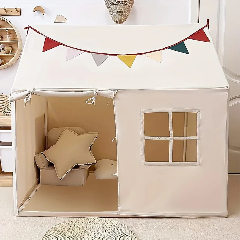 Game Tent With Colorful Flag Large Amusement Park Style Tent With Windows Easy To Clean Indoor Placeable Children Play Game Tent