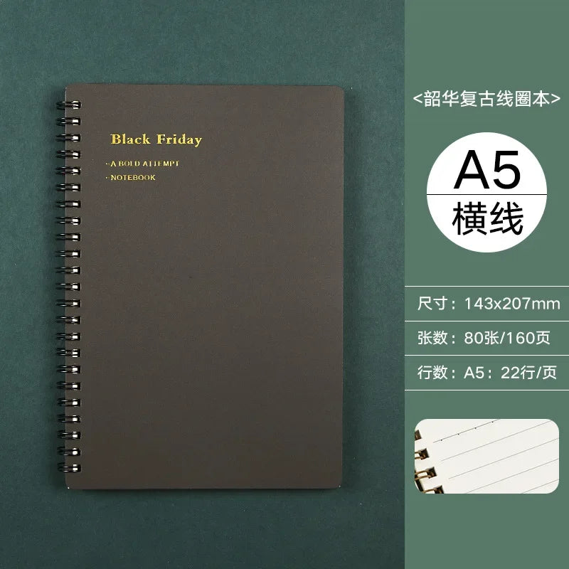 A5/B5/A6 Classical PP Coil Line Grid Spiral Notebook Journals Morandi Basic Diary Weekly Planner Book School Stationery