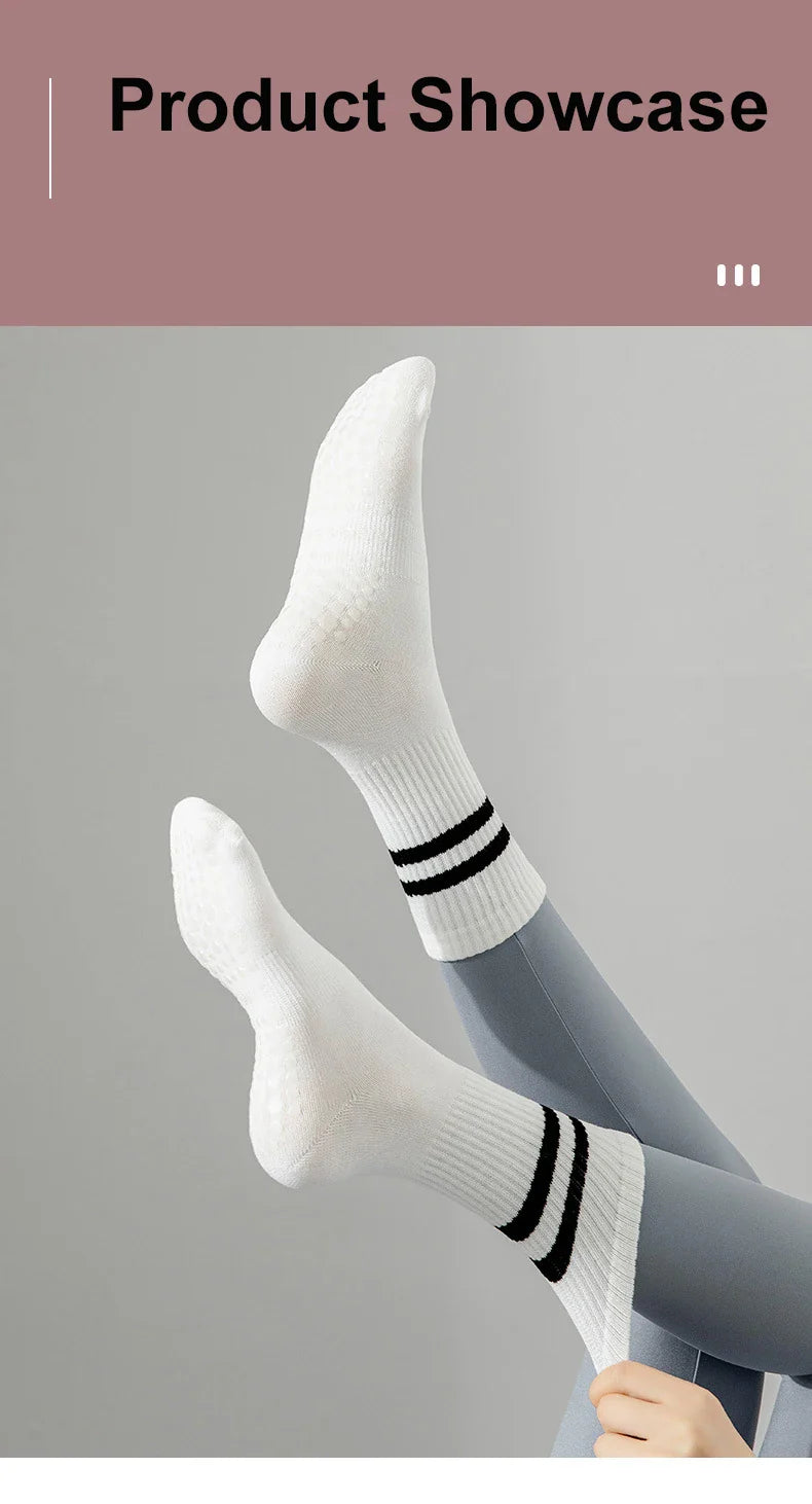 5 Pairs Pilates Socks for Women Yoga Socks Pure Cotton Non Slip Silicone Grips Indoor Sport Fitness Pilates Yoga Gym Dance Socks