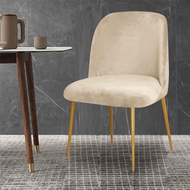 Soft Velvet Chair Cover Duckbill Curved Dining Chair Slipcover Low Back Thick Stretch Seat Covers for Living Room Kitchen Hotel