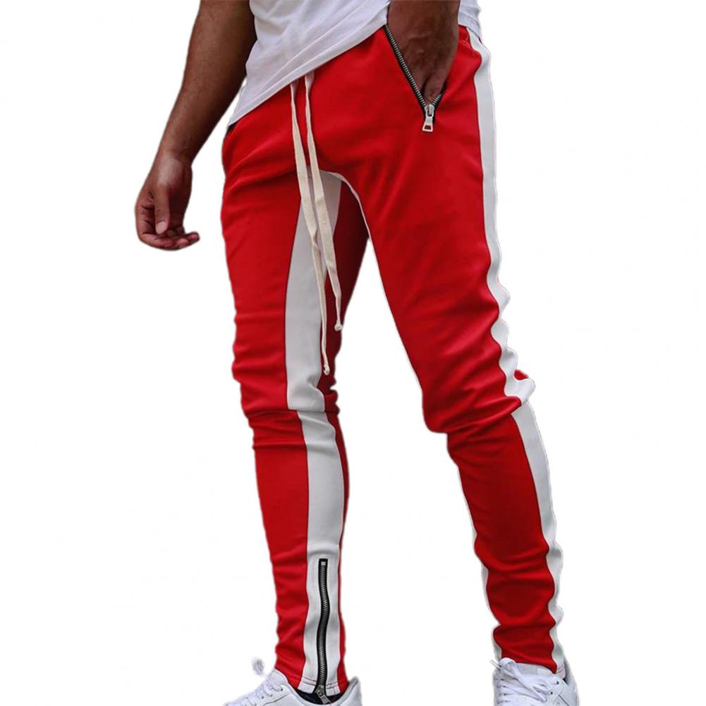 Men Sweatpants Drawstring Side Zipper Joggers Pants Skinny Male Trousers Gyms Tracksuits Hip Hop Sportswear Jogging Sport Pants