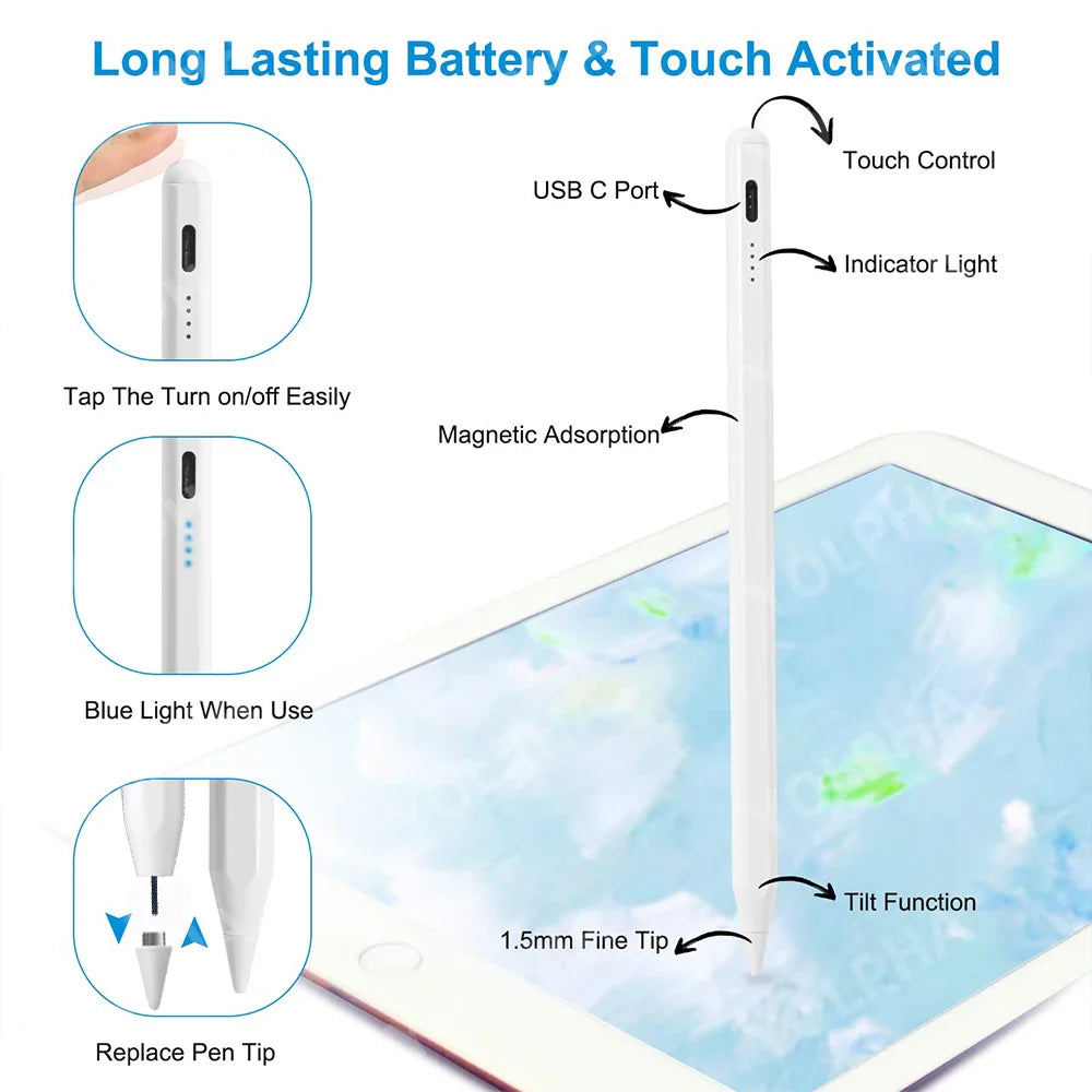 For Apple Pencil 2 iPad Pencil For Appl Stylus Pen For iPad 2023 2022 2021 2020 2019 2018 4 5 9th 10th Air 5 iPad Accessories