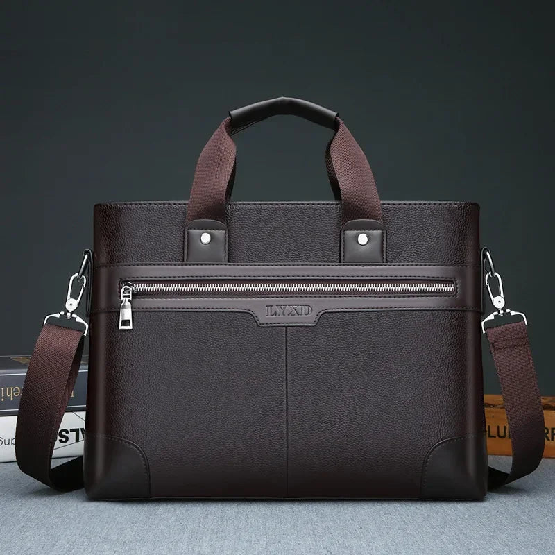 Men PU Leather Shoulder Fashion Business Bags Handbags Black Bag Men for Document Leather Laptop Briefcases Bag