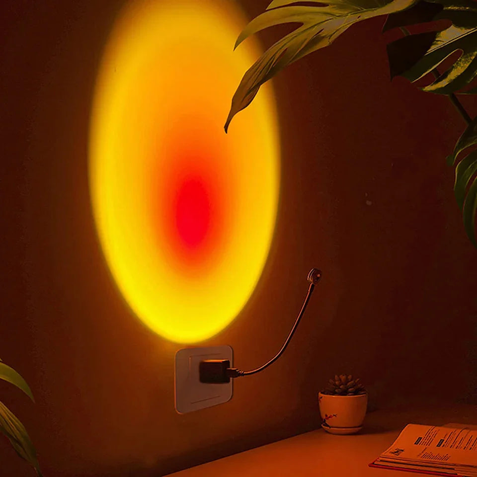 Drop Shipping USB Sunset Lamp LED Without Choice Mark Rainbow Neon Night Light Projector Photography Wall Atmosphere Lighting