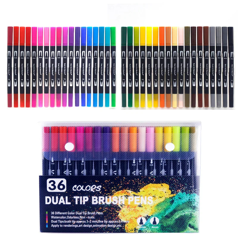 12/24/36 120 Colors Double Ends Manga Art Brush Pen Set Pencil Watercolor Art Markers Fineliner Calligraphy Pens Art Supplies