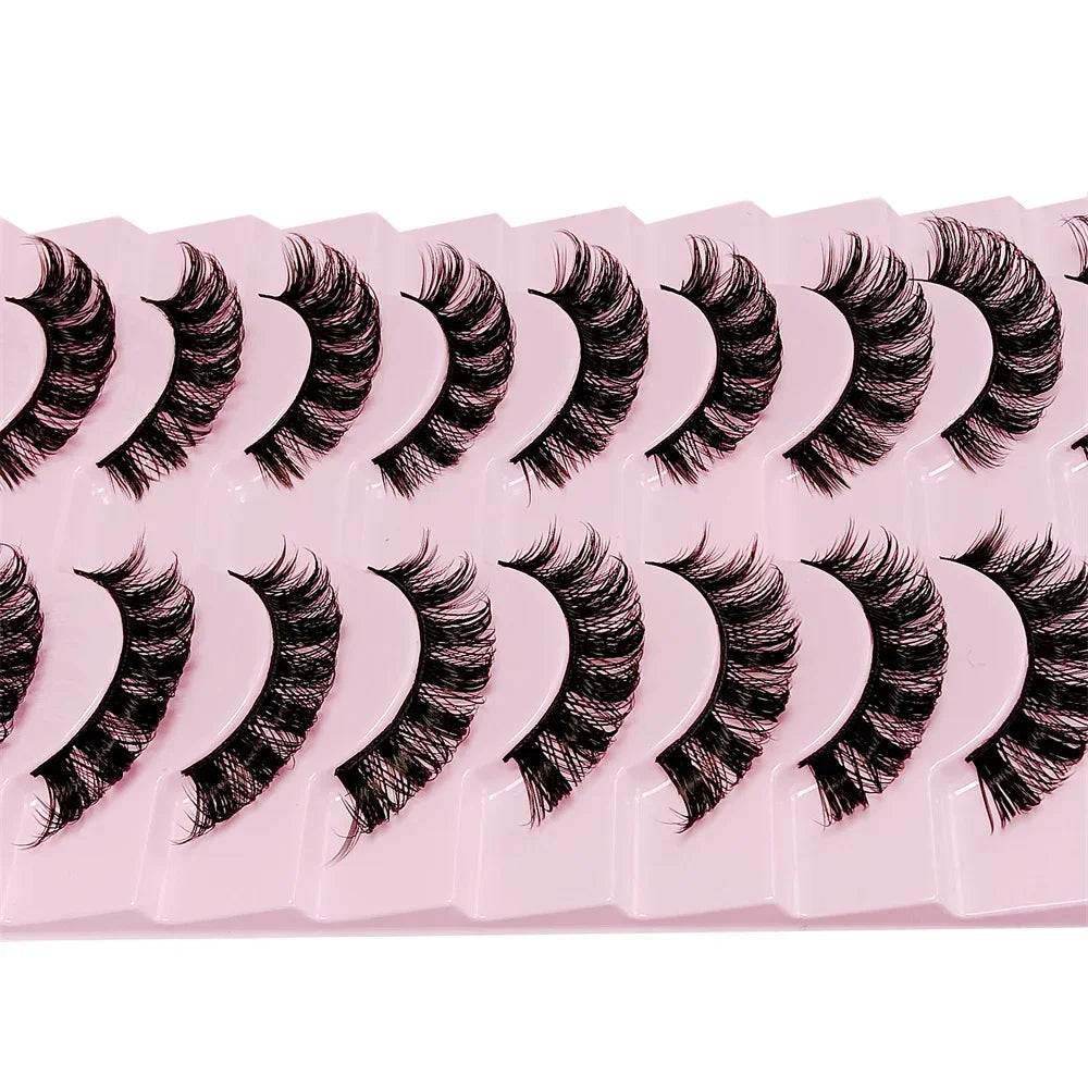 NEW 10 Pairs DD Curl Russian Strip Lashes Fluffy Volume False Eyelashes DD Curl Dramatic Messy Faux Mink Fake Lashes Make Up