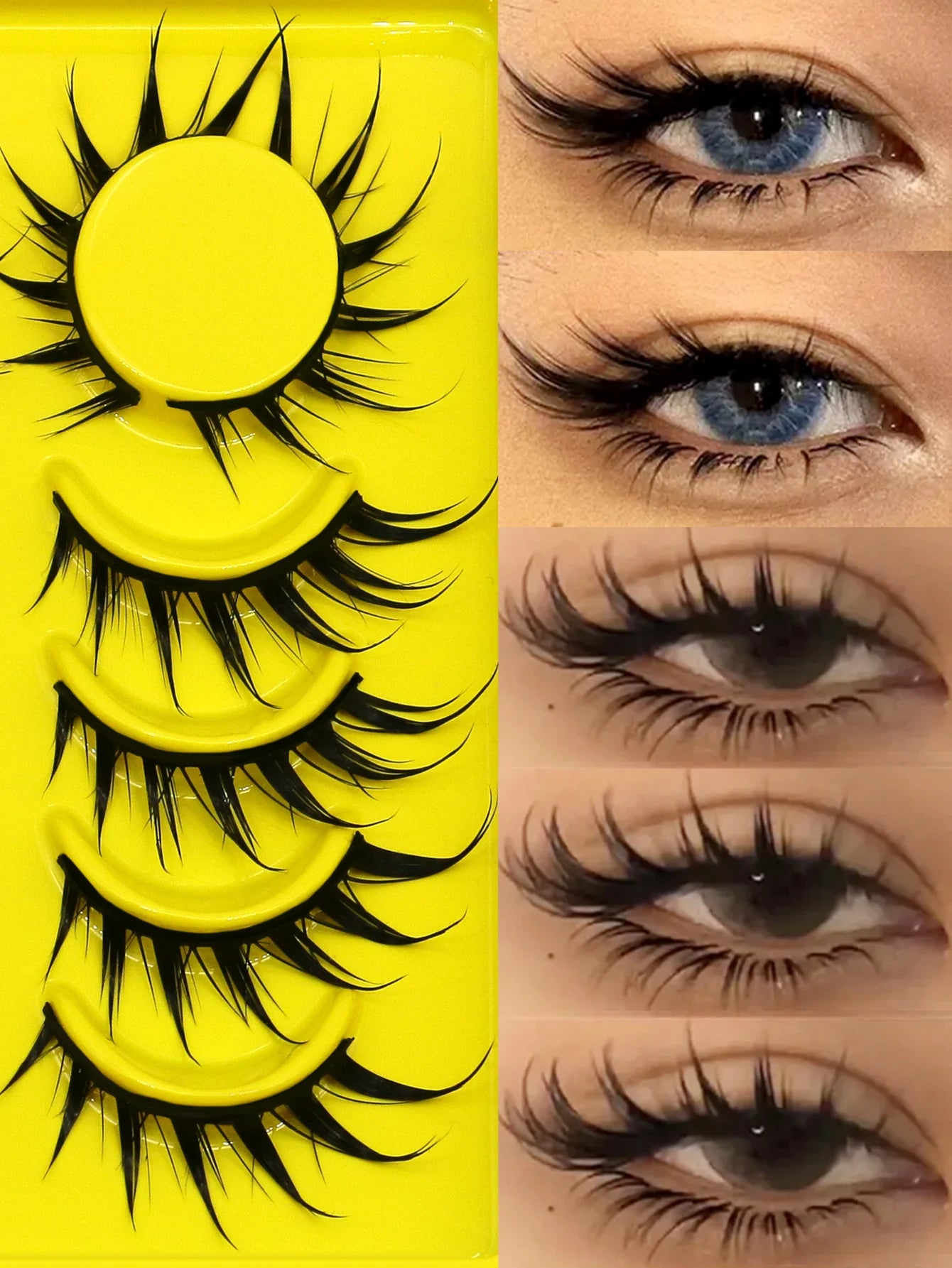 Lasvirey Cat Eye Lashes Manga Lashes Styles 3D Faux Mink Lashes Soft Cross Wispy Natural Winged End Eye Elongated Eyelash Makeup