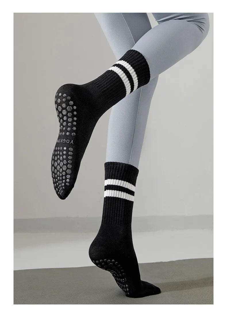 5 Pairs Pilates Socks for Women Yoga Socks Pure Cotton Non Slip Silicone Grips Indoor Sport Fitness Pilates Yoga Gym Dance Socks