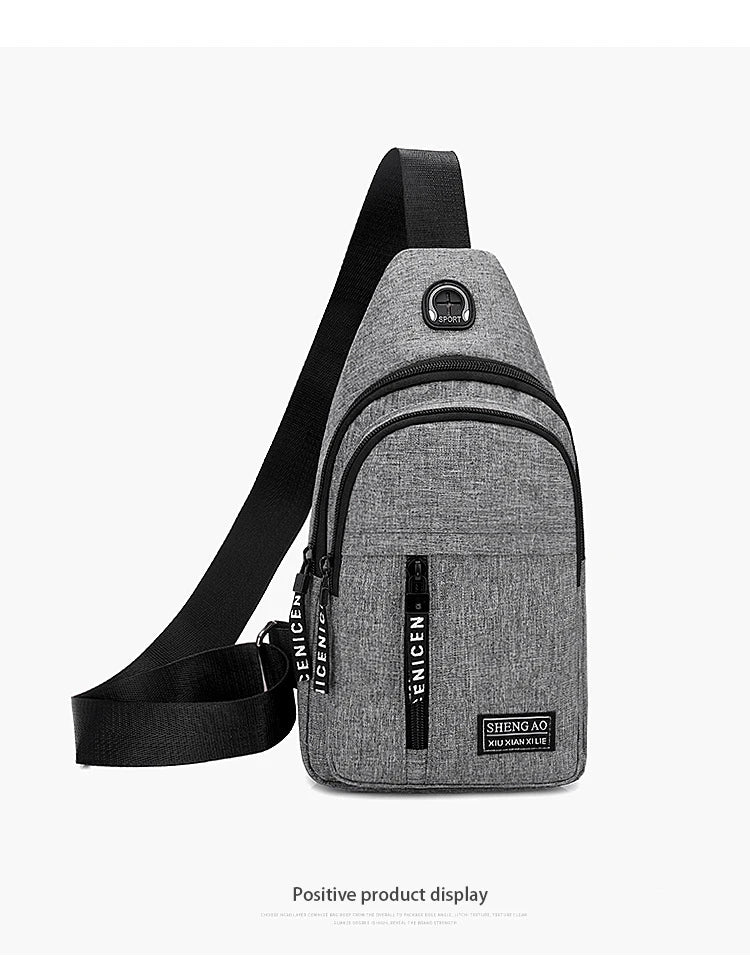 Travel Men's Handbags USB Chest Bag Designer Messenger Crossbody Bags Water-Proof Shoulder Bag Diagonal Package Sports Back Pack