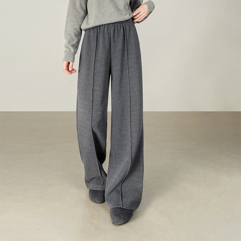SENTUBILA Knit Sweat Pants for Women 2026 Autumn Winter Acetate Wool Silk Blend Trousers Casual Versatile Bottoms 154K80280