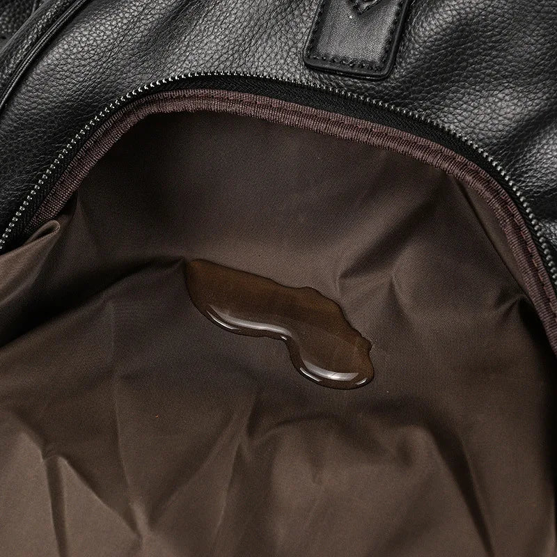 Big Capacity Genuine Leather Travel Bag For Men Women Soft Black Cowhide Casual Travel Duffel Large Luggage Weekend Shoulder Bag