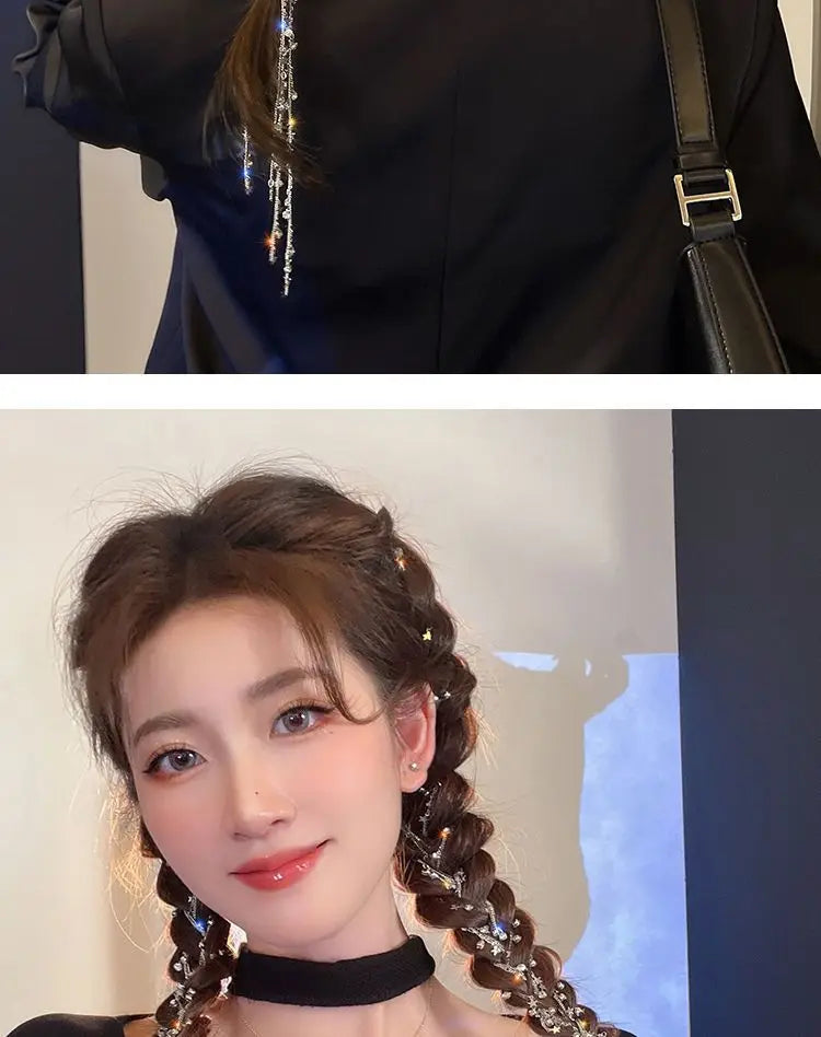 Fashion Accessories Hair Chain Braided Hairpiece Ponytail Star Hair Ornament Hair Clip Hairpin for Women