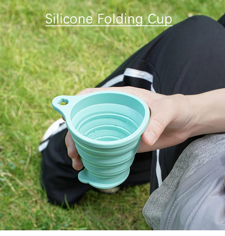 ME. FAM New 180ml Eco-friendly Silicone Bear Folding Cups With Cover Lids Travel Outdoor Camping Collapsible Drinking Water Copa