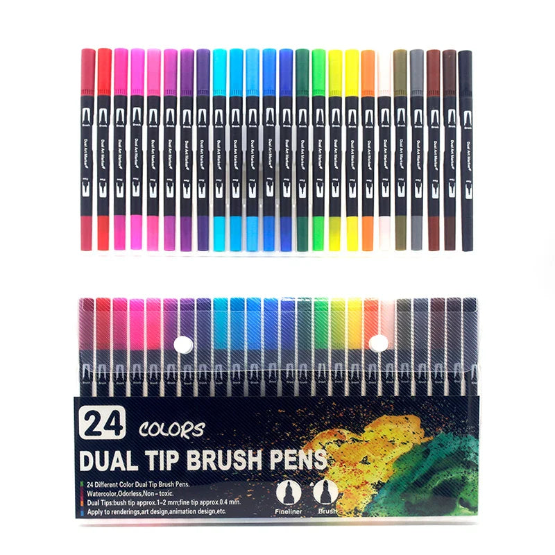 12/24/36 120 Colors Double Ends Manga Art Brush Pen Set Pencil Watercolor Art Markers Fineliner Calligraphy Pens Art Supplies
