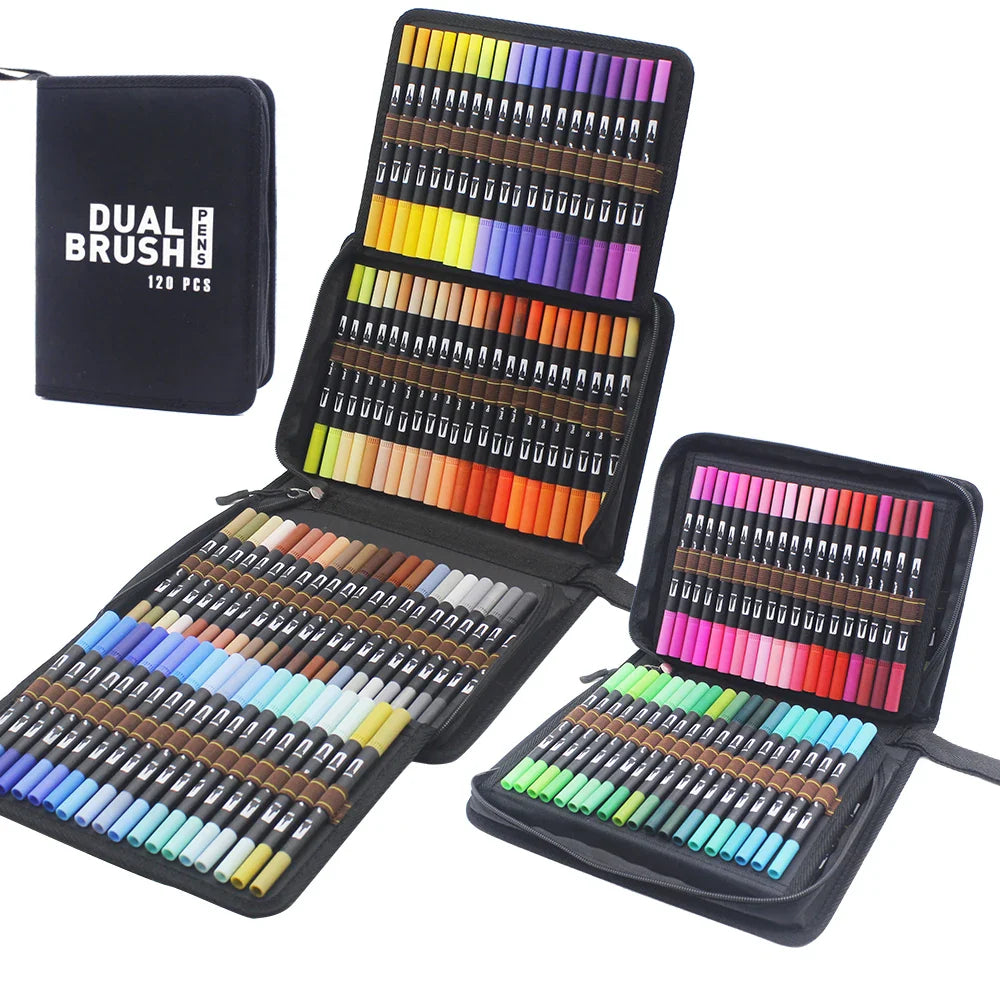 12/24/36 120 Colors Double Ends Manga Art Brush Pen Set Pencil Watercolor Art Markers Fineliner Calligraphy Pens Art Supplies
