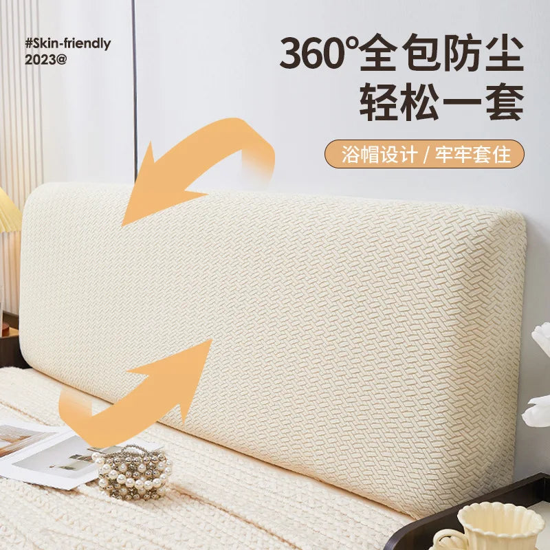 All-inclusive Jacquard Bed Headboard Cover Solid Color Elastic Bed Head Slipcover Solid Color Bed Backrest Cover Bedroom 2024