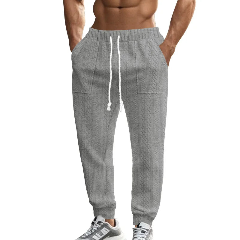 Men's Solid Color Sweatpants American Style Casual Pants Autumn Winter Home Wear Elastic Belt Soft and Comfortable Jogging Pants