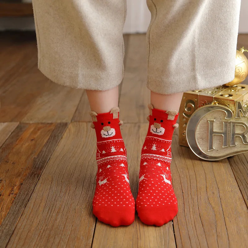 New Year Cartoon Christmas Socks Funny Elk Snowman Santa Claus Candy Bar Socks Woman Socks Socks Kids Christmas Gift Socks