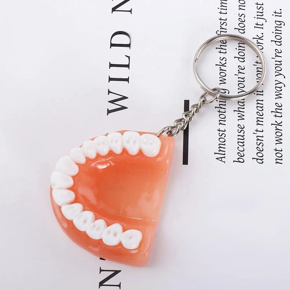 Decoration Dental Accessories Teeth Shape Simulation Upper Jaw Teeth Pendant Tooth Key Chain Denture Key Chain Teeth Keyring