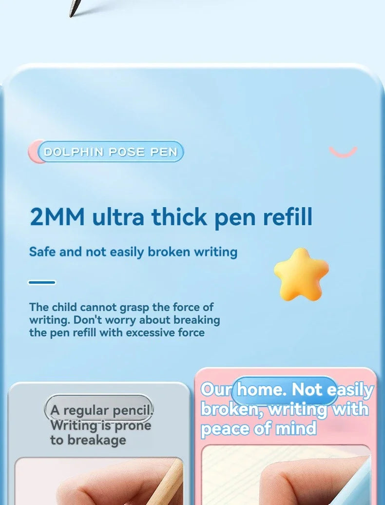 Cute Dolphin 2mm Mechanical Pencils Set Carpenter Drafting HB Pencil 2.0 mm for Drawing Writing Sketching Kawaii School Supplies
