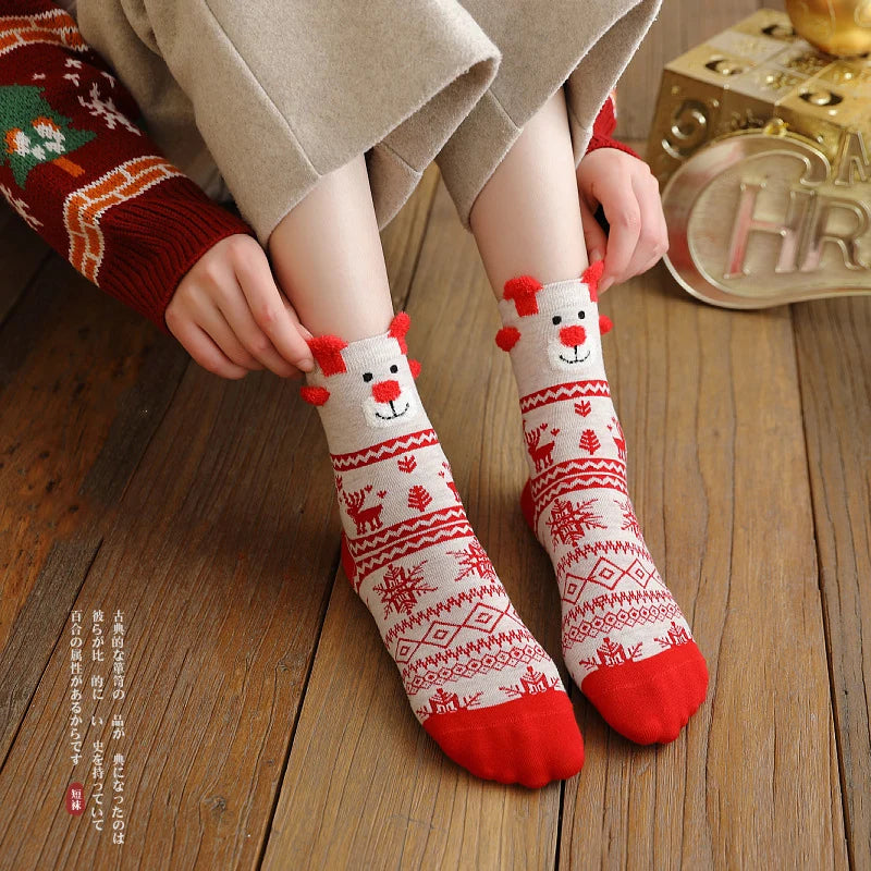 New Year Cartoon Christmas Socks Funny Elk Snowman Santa Claus Candy Bar Socks Woman Socks Socks Kids Christmas Gift Socks