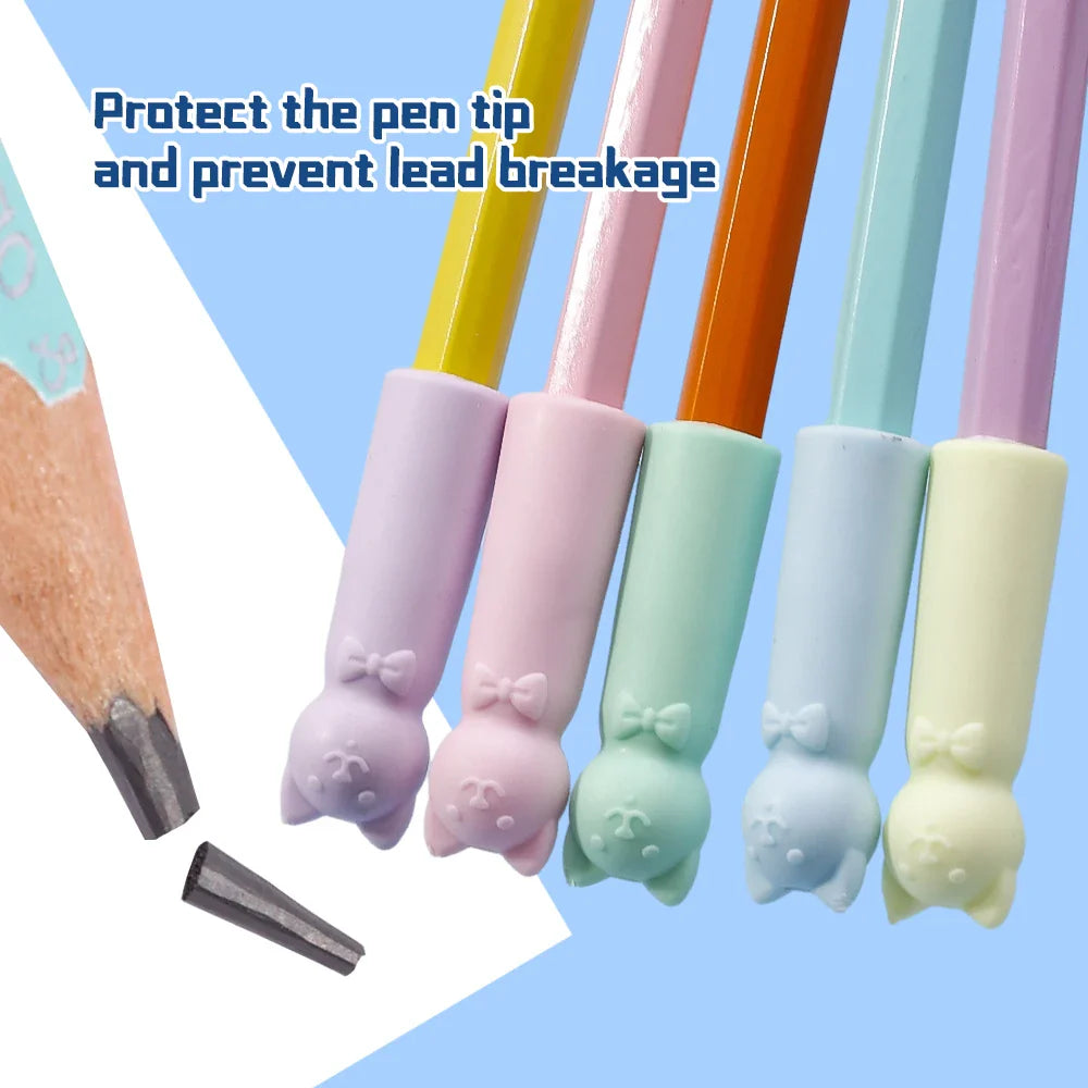 1-20pcs Cartoon Eraser Caps Pencil Erasers Toppers Cute Cat Erasers for Kids Student School Stationery Supplies Pen Head Sleeves