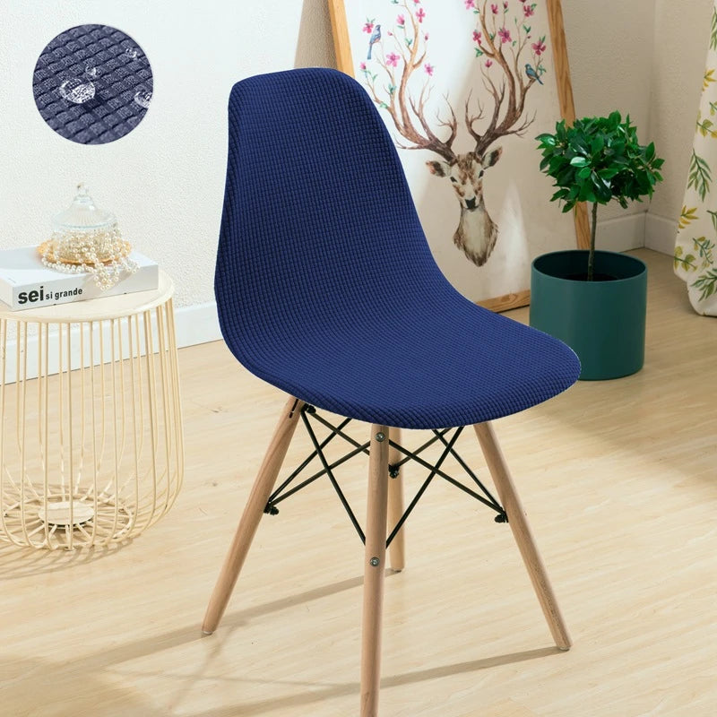 Jacquard Waterproof Shell Chair Cover Short Back Scandinavian Chair Covers Adjustable Dining Room Seat Covers for Bar Party