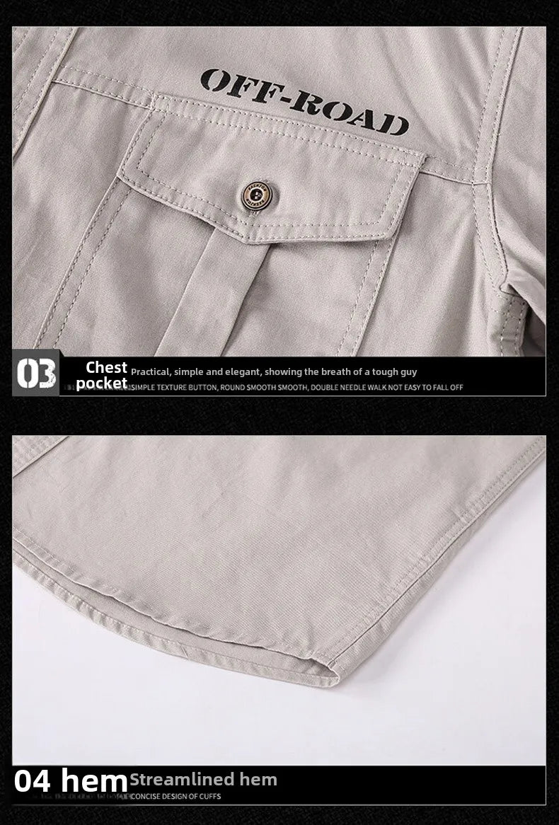 2025 New Shirts Men's Summer Casual 100 Cotton Multi-Pocket Short Sleeve Coat Outdoor Cycling Work Camping Single-breasted Shirt