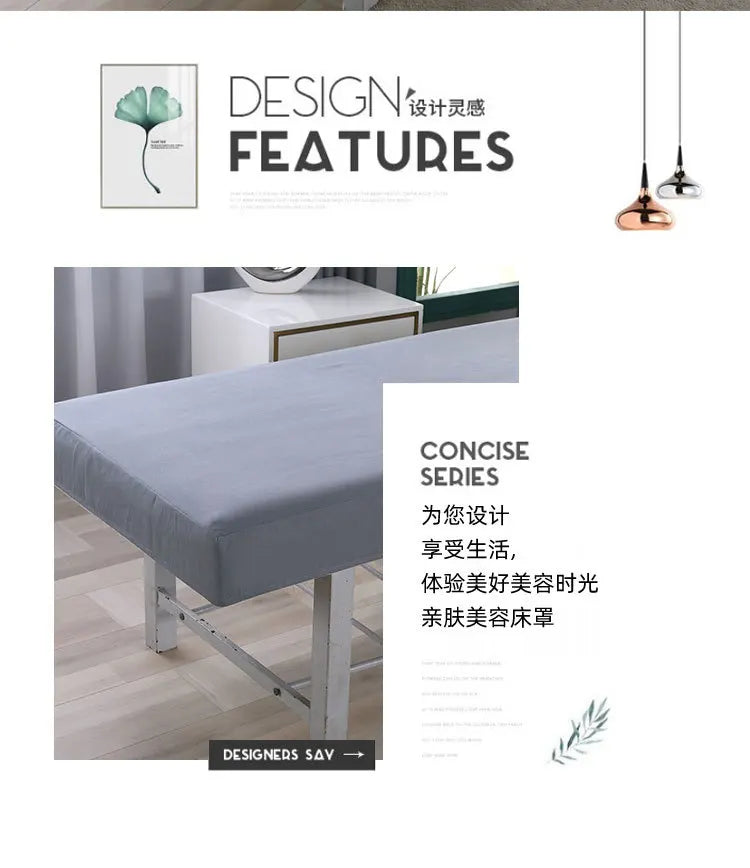 Beauty Salon High Elastic Solid Bed Cover Massage SPA Treatment Elastic Full Cover Rubber Band Fitted Bed Sheet with Hole