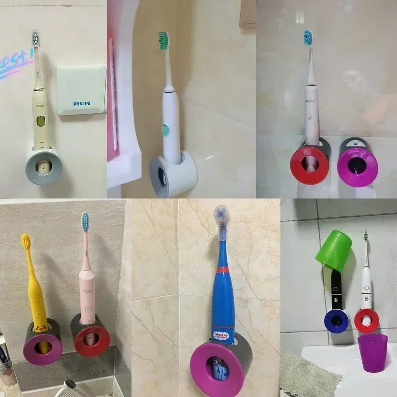 Bathroom Toothbrush Holder Wall Mount Bathroom Organizer Double Single Hole Self Adhesive Tooth Brush  Accessories Space Saving