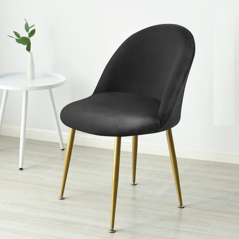 Soft Velvet Chair Cover Duckbill Curved Dining Chair Slipcover Low Back Thick Stretch Seat Covers for Living Room Kitchen Hotel