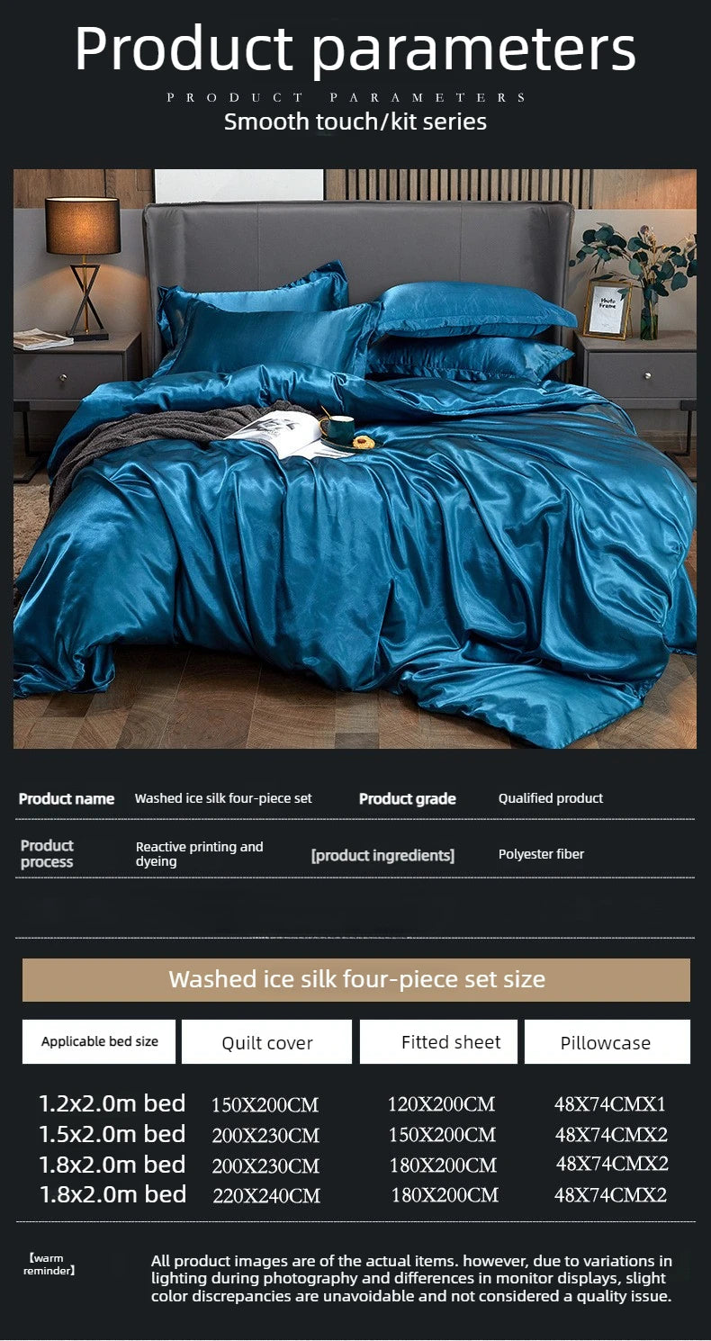Duvet Cover Set Bed 120/150/180/200 Tencel Silk Bedding Set Black Green White Summer Sheet Luxury Stretch Fitted Sheet 180x200