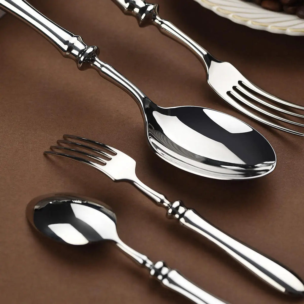 Luxury Gourd Shape Handle Stainless Steel Tableware 5 Pieces Spoons Forks Knives Elegant Cutlery Set