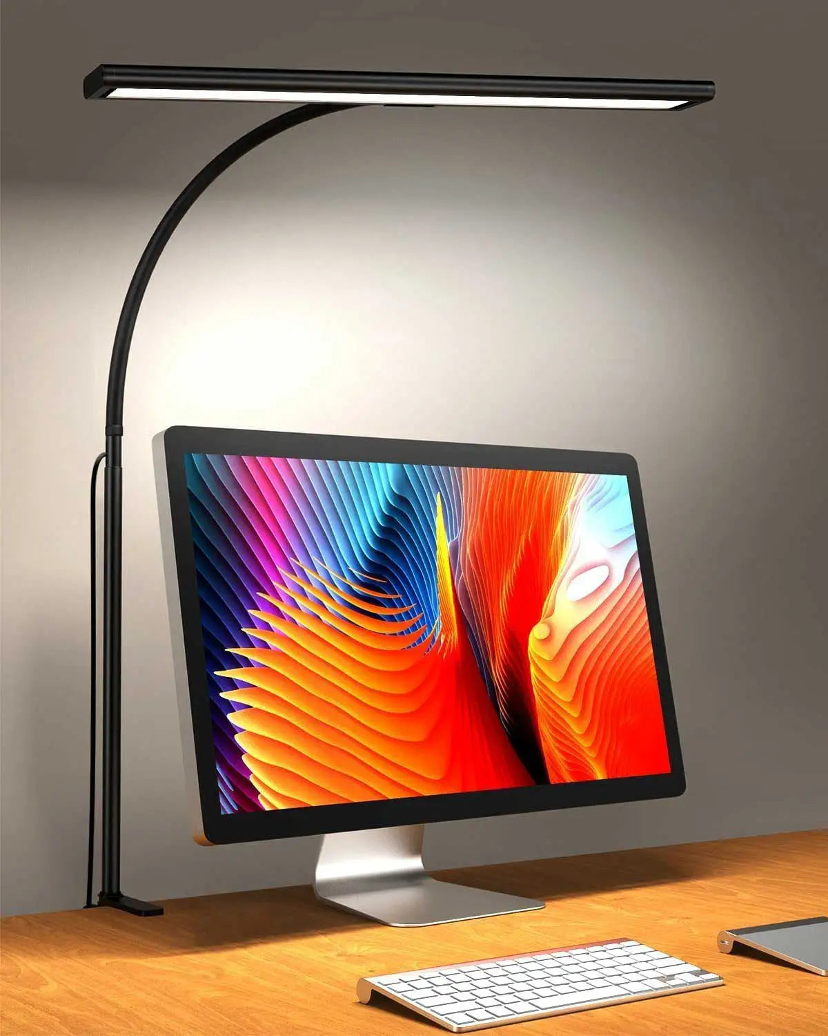 LED Desk Lamp for Office Home, Eye-Caring Desk Light Lamp with Stepless Dimming Adjustable Flexible Gooseneck And Light Color