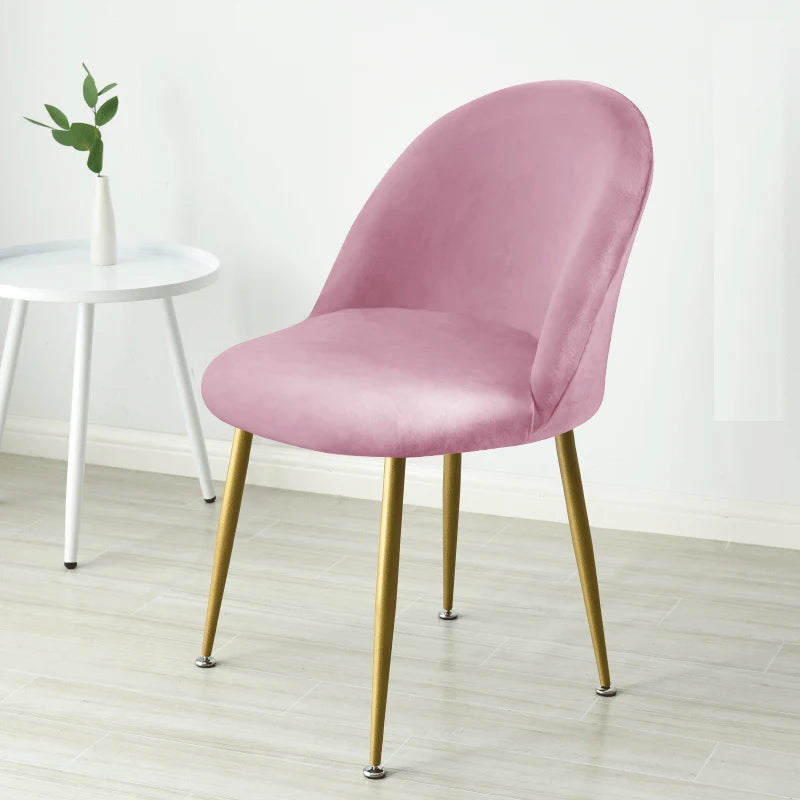 Soft Velvet Chair Cover Duckbill Curved Dining Chair Slipcover Low Back Thick Stretch Seat Covers for Living Room Kitchen Hotel
