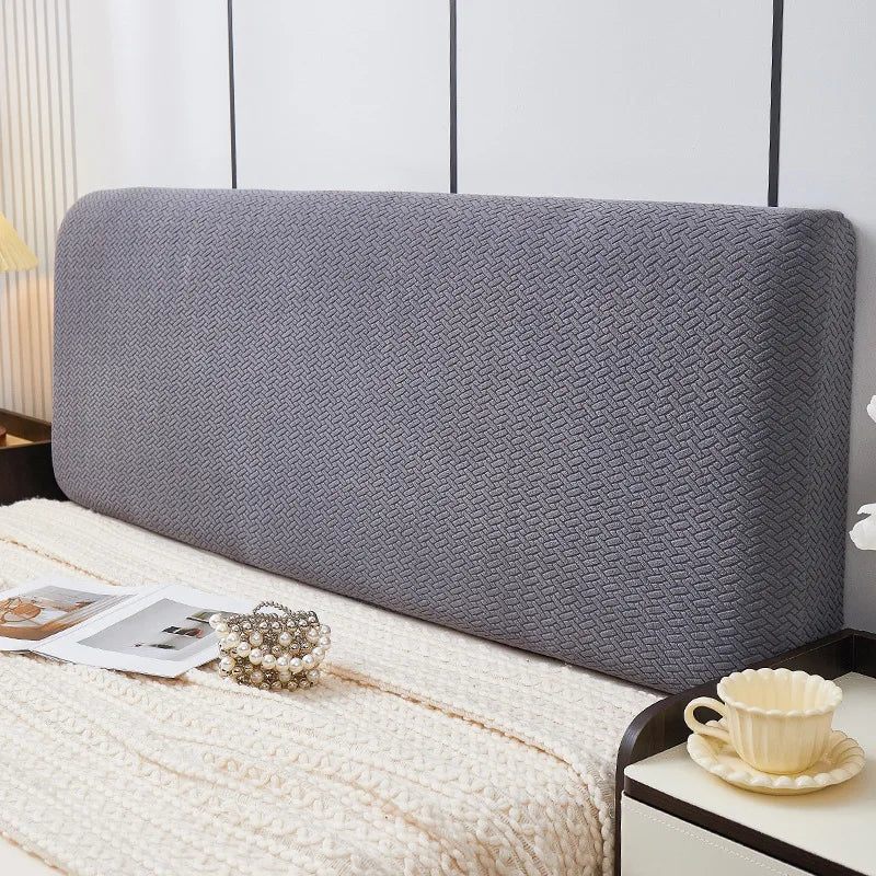 All-inclusive Jacquard Bed Headboard Cover Solid Color Elastic Bed Head Slipcover Solid Color Bed Backrest Cover Bedroom 2024