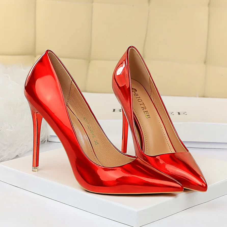 Women Fetish 10.5cm High Heels Pumps Wedding Bridal Stiletto Wedding Bridal Heels Lady Scarpins Office Party Green Blue Shoes