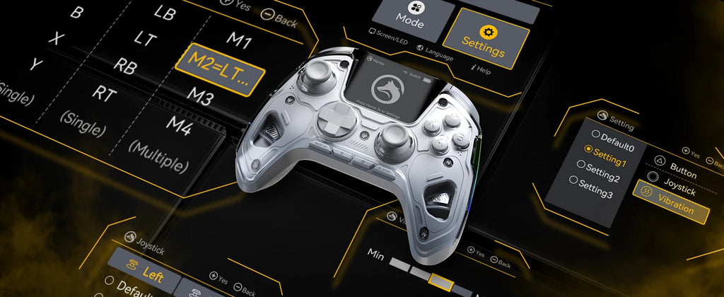Screen Interactive Wireless Gaming Controller for iOS/Android/Switch/PC  Hall Effect Stick RGB Light 1800mAh with Charging Dock