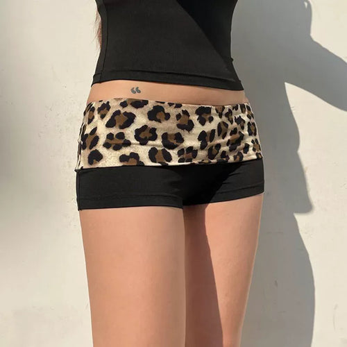 Leopard Low Waist Slim Booty Shorts